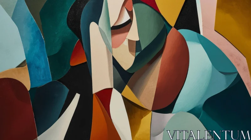 Geometric Abstract Woman's Face Painting AI Image
