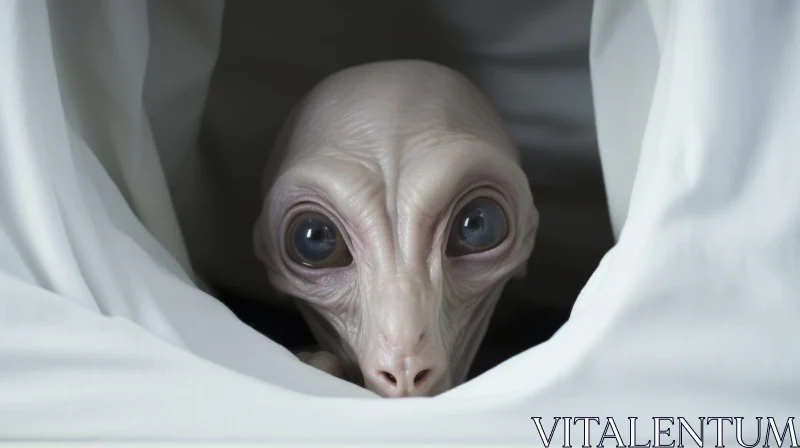 Mysterious Alien Portrait - Close-up Extraterrestrial Encounter AI Image