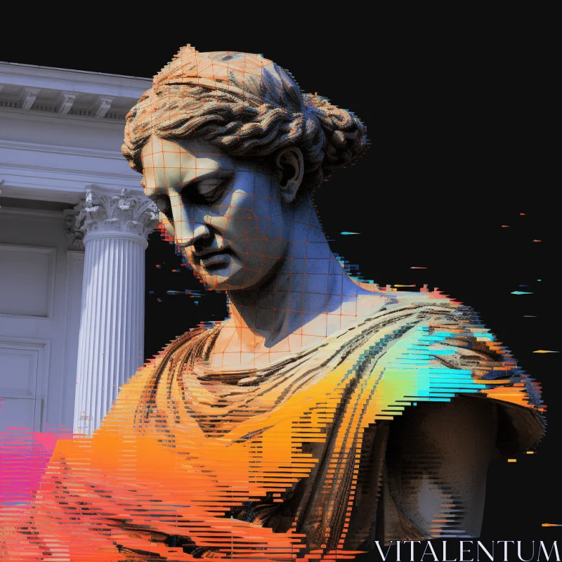 Vibrant Multicolored Light Streaks - Neoclassical Statue AI Image