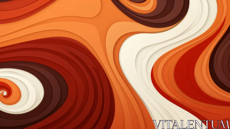 Dynamic 3D Abstract Waves in Orange and Brown AI Image