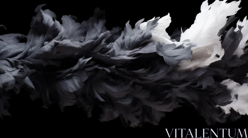 Ethereal Black and White Feathers Floating Image AI Image
