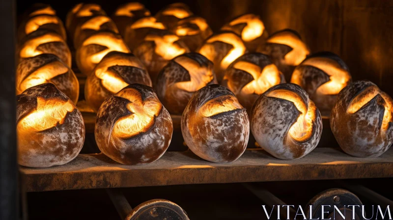 Delicious Freshly Baked Bread Rolls in a Bakery Oven AI Image