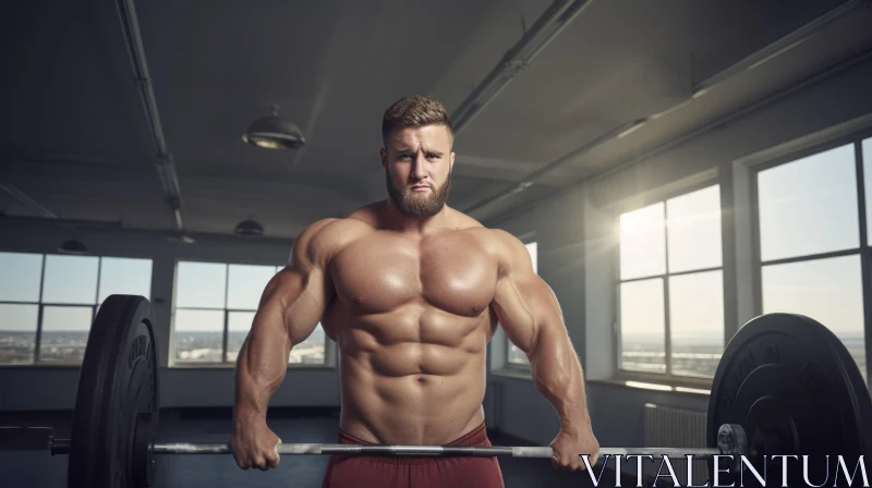 AI ART Muscular Man Weightlifting in Gym