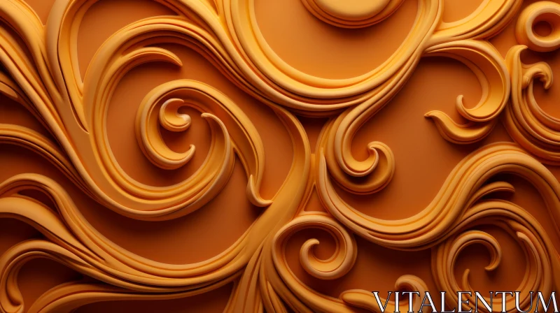 Orange Intertwined Curls Seamless Pattern - 3D Rendering AI Image