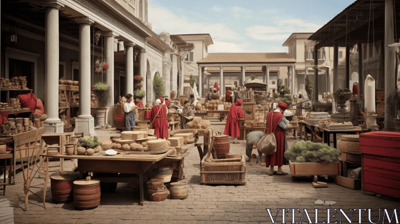 Roman Market Scene: Historical Drama in Vibrant Colors AI Image