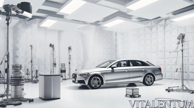 Silver Audi A4 Car in White Studio AI Image