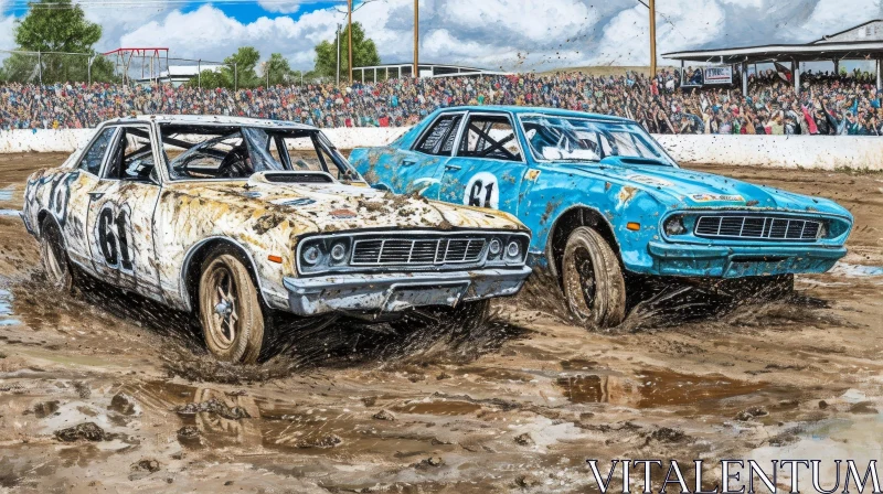 Intense Dirt Track Racing Competition AI Image