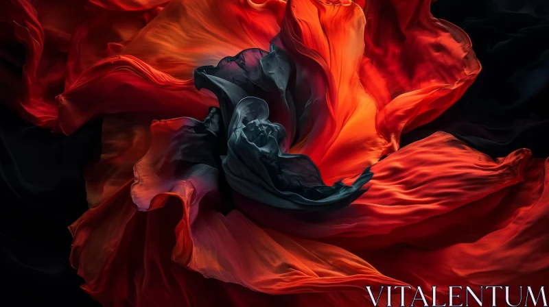 Red and Orange Flower Petals Abstract Painting AI Image