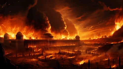 Apocalyptic City on Fire: Archaeological Object in Alien Worlds Style