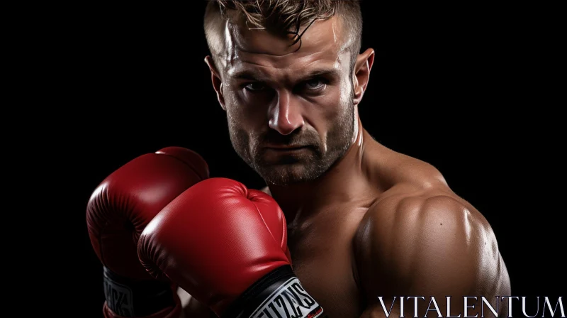 AI ART Intense Boxing Image - Professional Boxer Ready to Fight