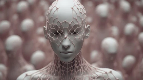Intriguing 3D Illustration of a Human Head with Neural Network