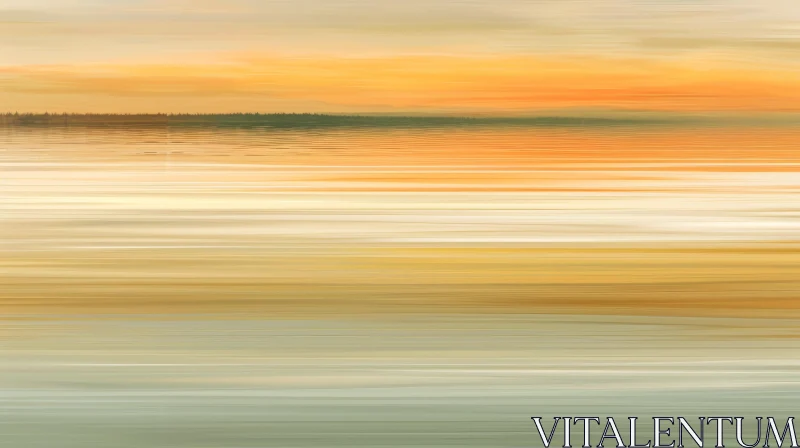 Serene Sunset Lake Landscape Painting AI Image
