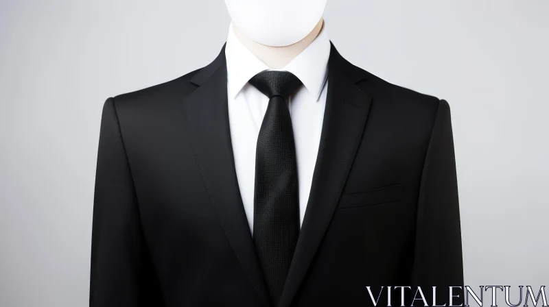 Elegant Man's Black Suit and Tie on White Background AI Image