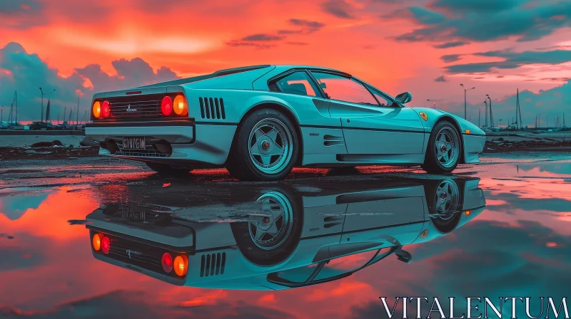 Ferrari F40 Digital Painting at Sunset AI Image