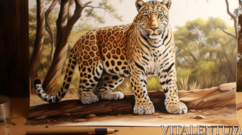 Intriguing Jaguar Digital Painting in Jungle Setting AI Image