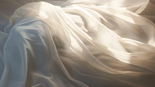 Luxurious White Silk Fabric Close-Up