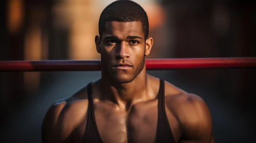 Serious African-American Man Portrait in City Background