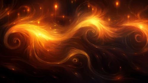 Swirling Orange and Yellow Flames Abstract Painting