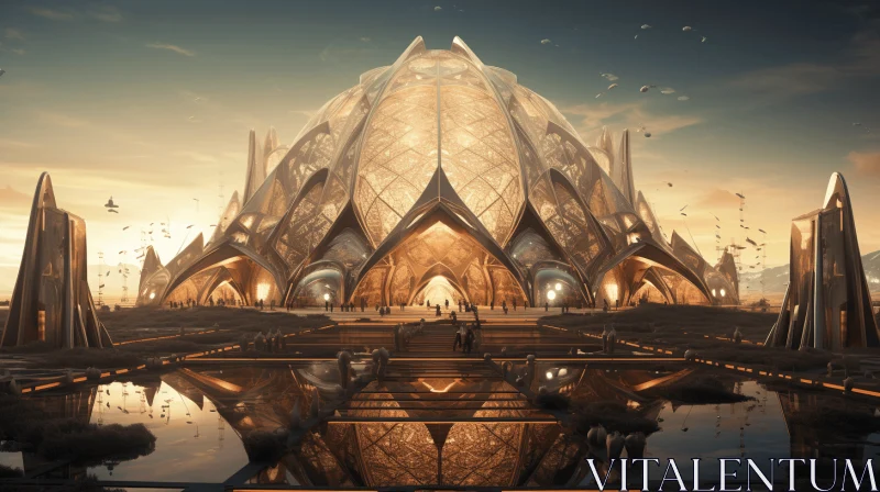 Captivating Futuristic Building: Hall of Mirrors Inspired Architecture AI Image