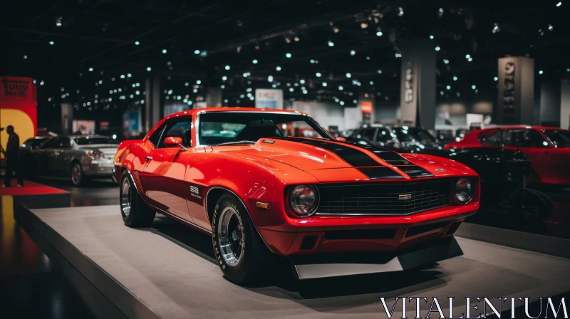 1969 Chevrolet Camaro SS - Classic American Muscle Car Displayed in Museum AI Image