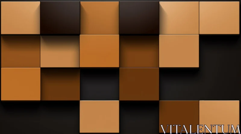 Brown Geometric Mosaic Wall - 3D Rendering AI Image