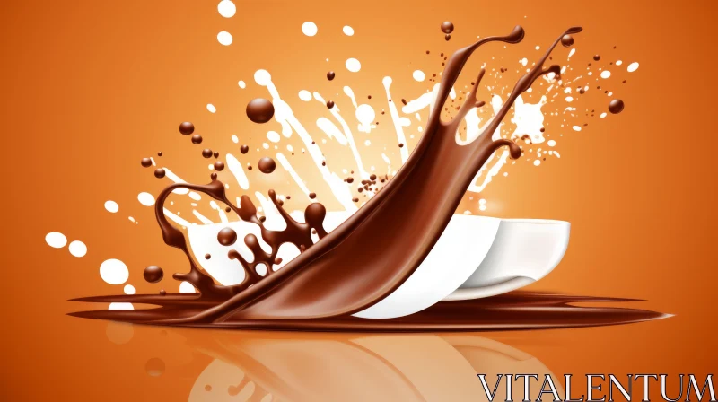 Brown Liquid Splash 3D Cup Illustration AI Image