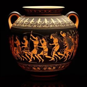 Captivating Black and Orange Vase with Intense and Dramatic Lighting | Hellenistic Art