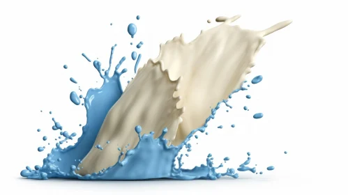 Blue and White Liquid Splash in 3D Art