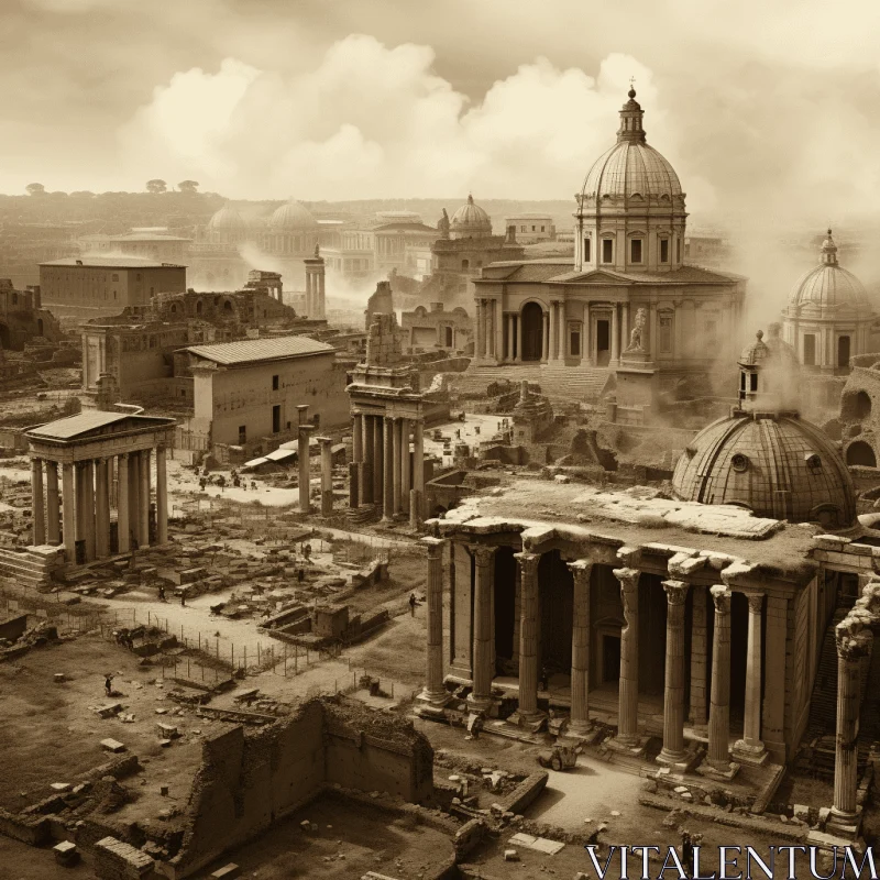 Captivating Sepia Photograph of Roman Art and Architecture AI Image