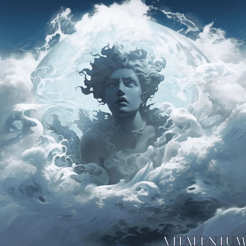 Goddess of Oceans: A Realistic and Detailed Illustration AI Image