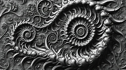 Intricate Black and White Fractal Spirals - Abstract Art