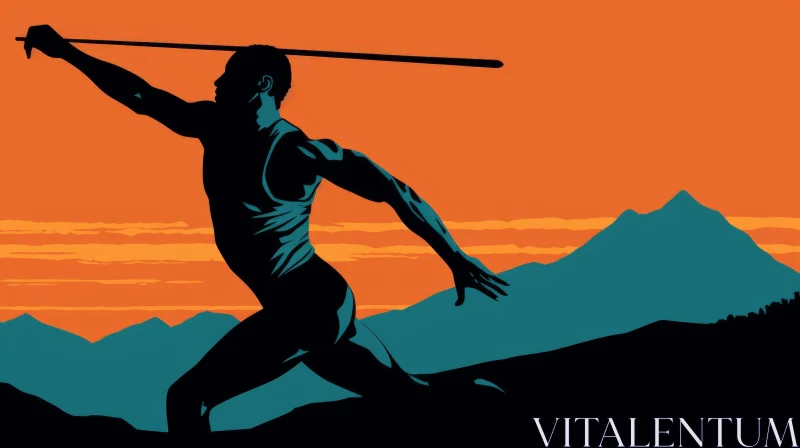 Male Athlete Javelin Throw Illustration AI Image