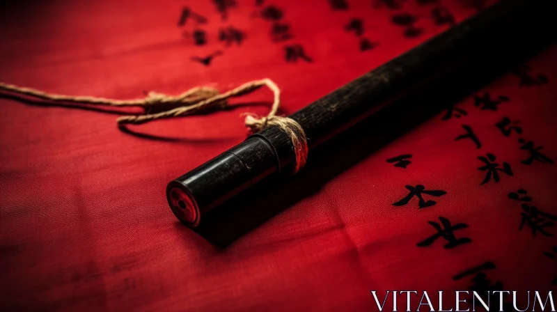 Traditional Chinese Calligraphy Brush Close-Up AI Image