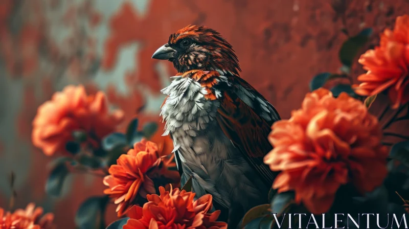 Colorful Bird Perched on Branch Painting AI Image