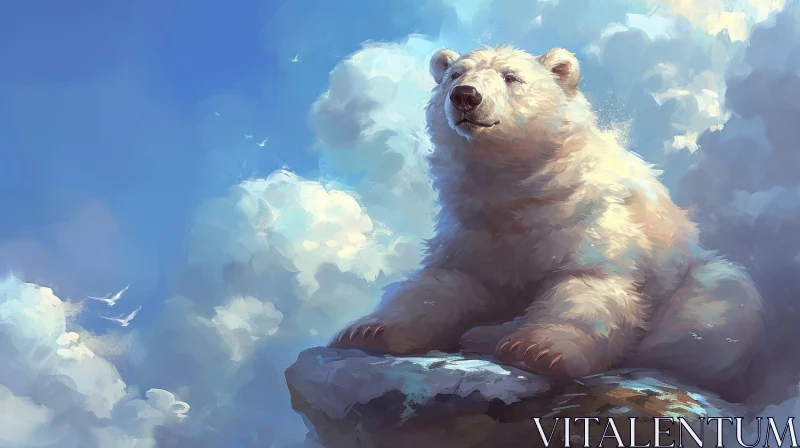 Majestic Polar Bear Painting in Arctic Setting AI Image