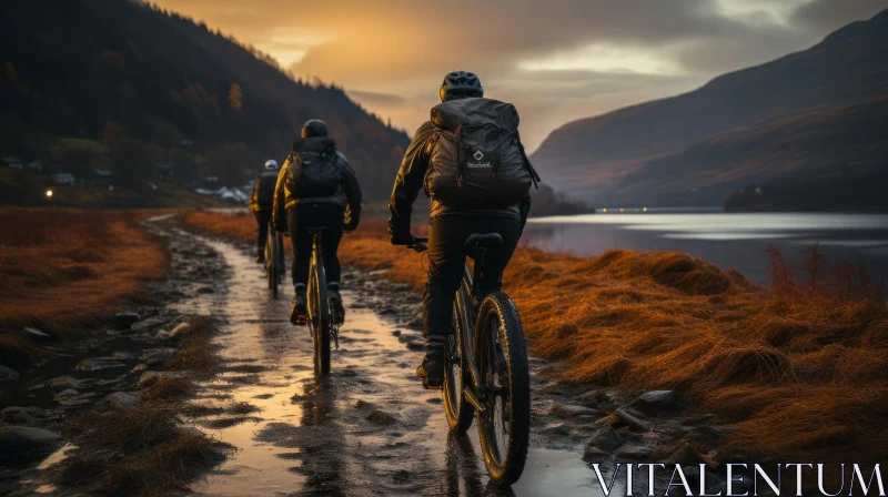 Thrilling Mountain Biking Adventure in Nature AI Image