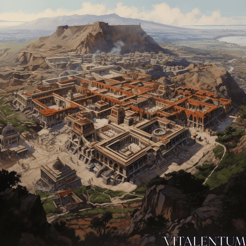 Ancient City in the Mountains: Photorealistic Paintings AI Image