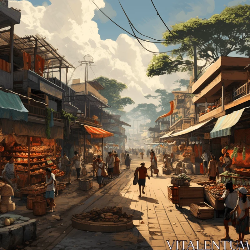Captivating Exotic Market Painting | Intricate Concept Art AI Image