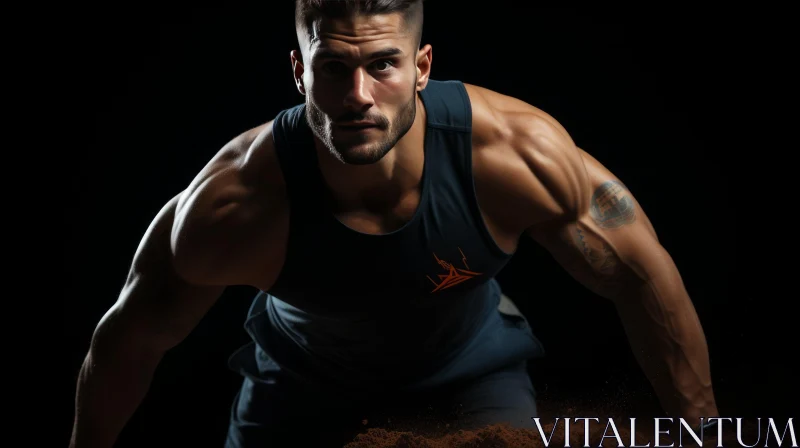 Muscular Male Athlete Portrait in Sports Pose AI Image