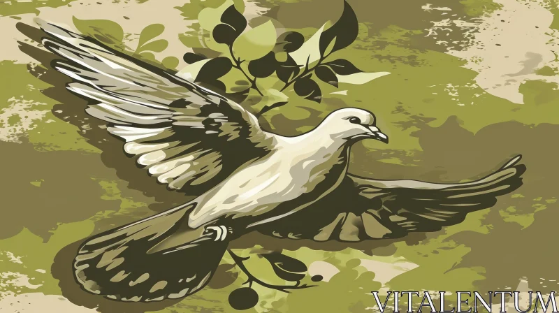Graceful Dove with Olive Branch - Symbol of Peace and Hope AI Image