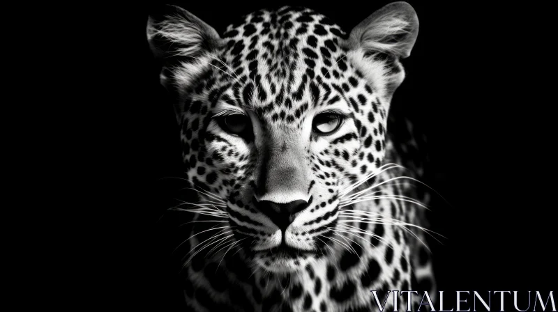 Intense Black and White Leopard Portrait AI Image