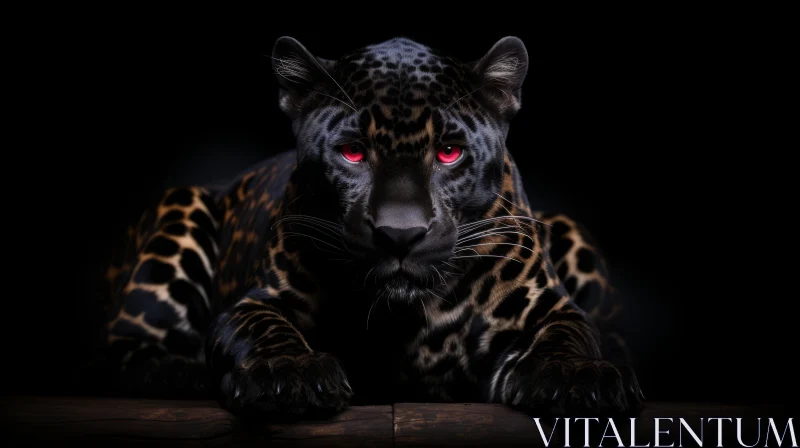 Intense Black Panther Staring from Tree Branch AI Image