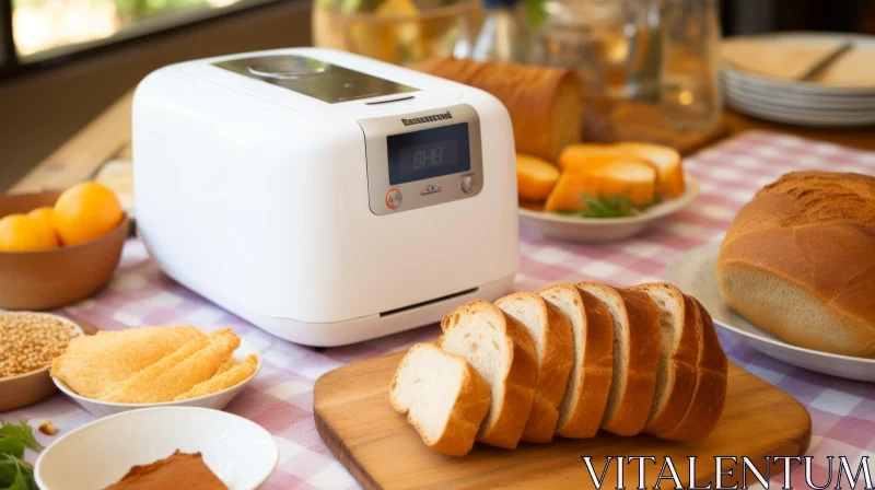 Modern Bread Maker: A Serene Kitchen Still Life AI Image