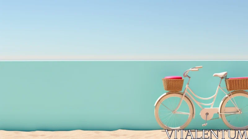 White Bicycle on Beach Scene - 3D Rendering AI Image
