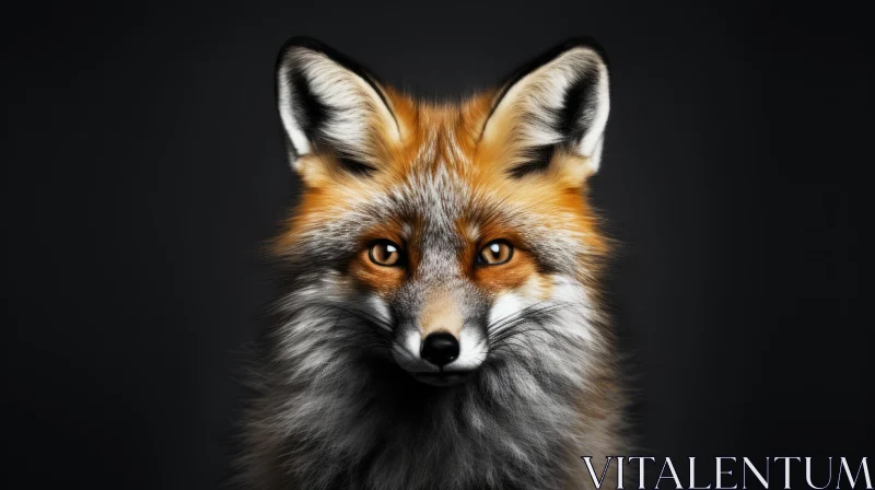 Striking Red Fox Portrait on Dark Background AI Image