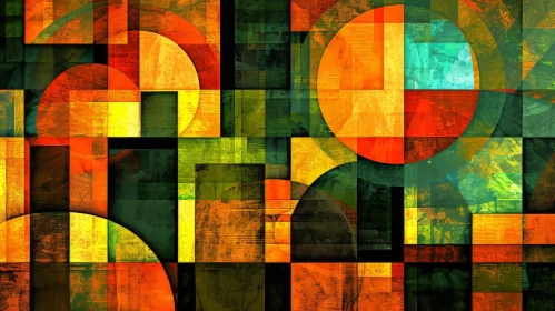 Colorful Geometric Abstract Painting for Modern Decor