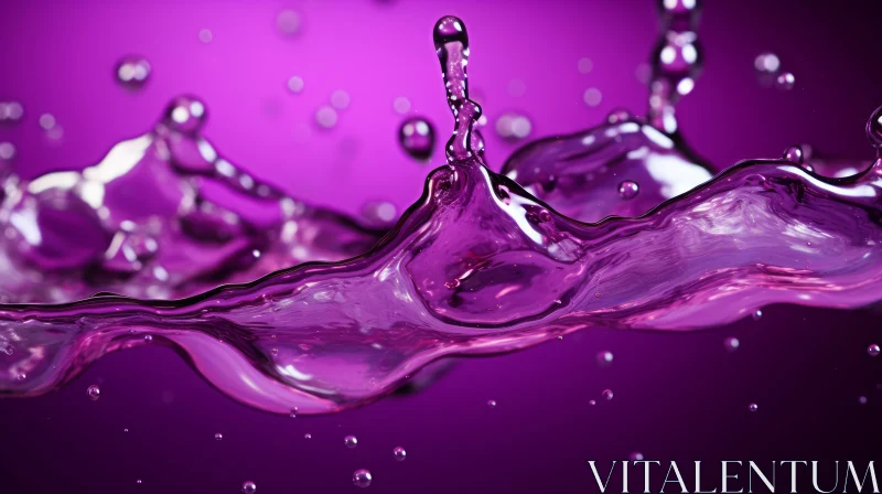 Ethereal Purple Liquid Splash - Abstract Glassy Droplets AI Image