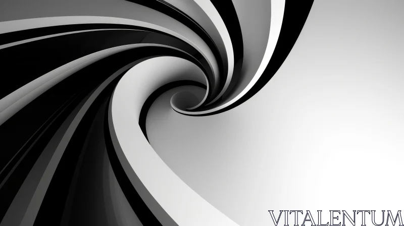 Unique Monochrome Spiral Design | 3D Illustration AI Image