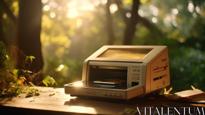 Vintage Computer in Enchanting Forest | Captivating Nostalgic Art AI Image