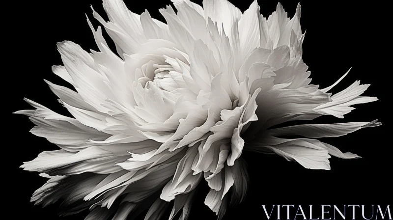 Elegant White Dahlia Flower in Monochrome AI Image